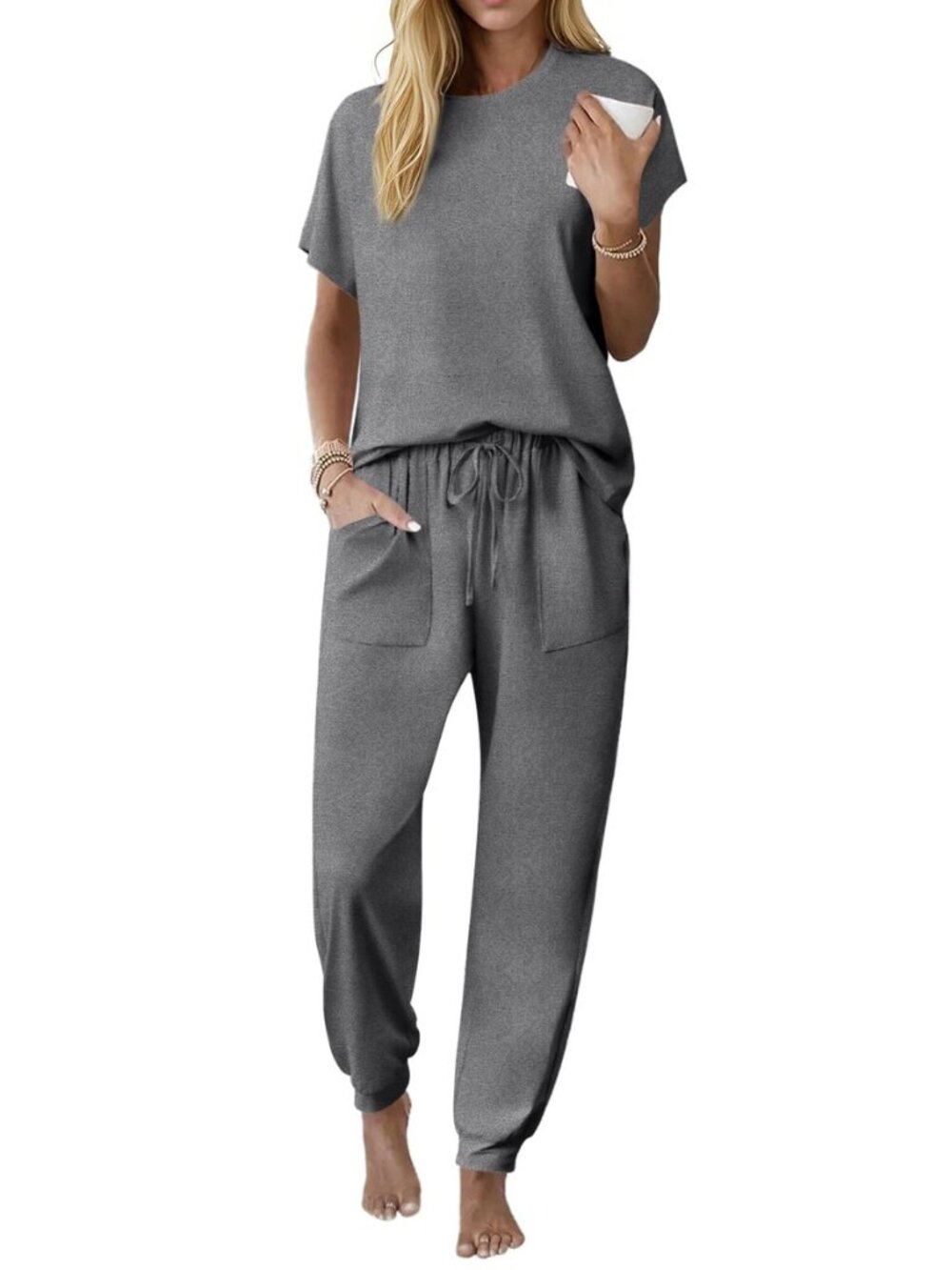 Womens Pajama Sets 100% Cotton Pjs 2 Piece Jogger Pants Lounge Sets